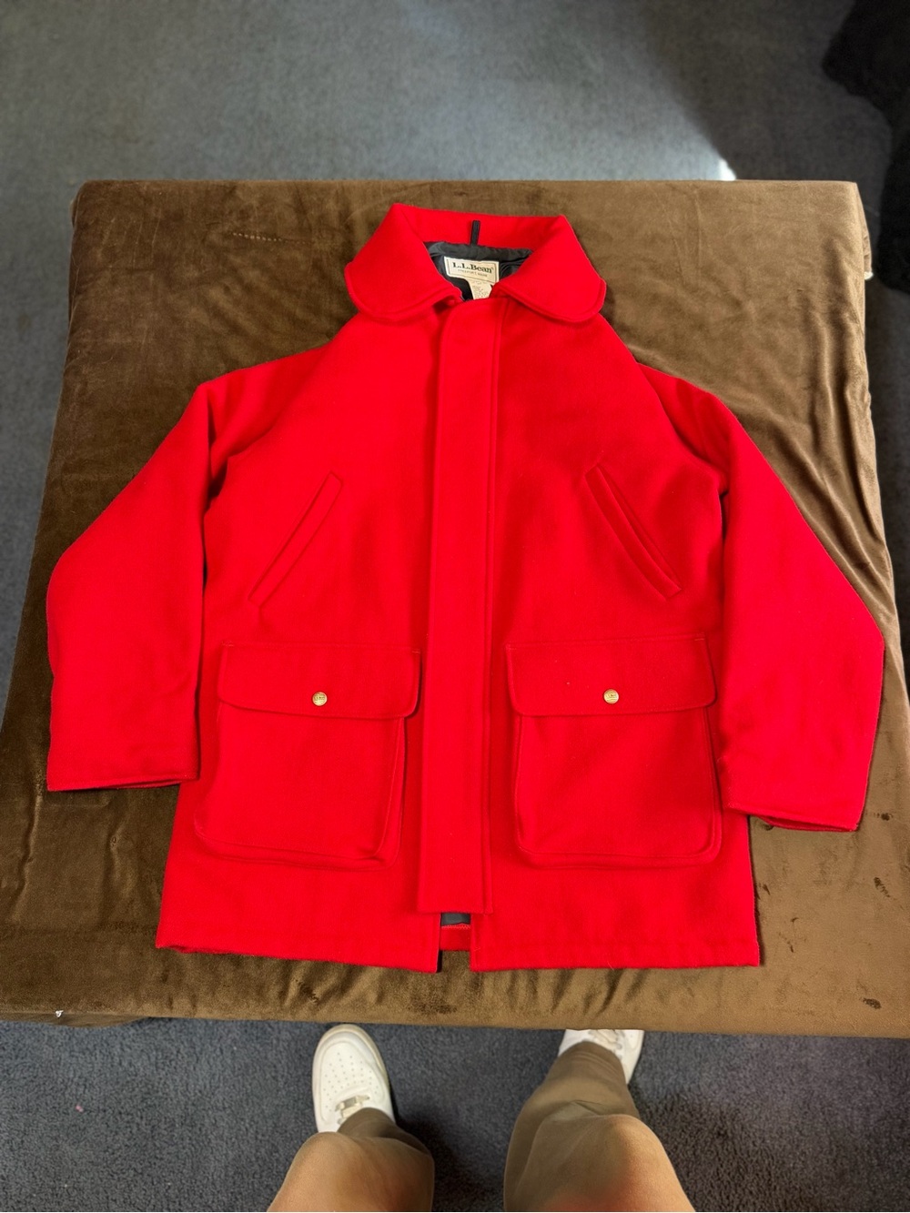 Vintage L.L. Bean Red Wool Field Coat Jacket Made in USA Men's Medium Tall MT